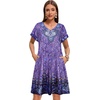 image:imageelescat Sundresses for Women 2026 Summer Casual Loose V Neck Short Sleeve Tshirt Dress with PocketsPurple Boho