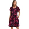 image:imageelescat Sundresses for Women 2026 Summer Casual Loose V Neck Short Sleeve Tshirt Dress with PocketsRed Floral