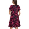 image:imageelescat Sundresses for Women 2026 Summer Casual Loose V Neck Short Sleeve Tshirt Dress with PocketsRed Floral