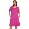 image:imageelescat Sundresses for Women 2026 Summer Casual Loose V Neck Short Sleeve Tshirt Dress with PocketsRose