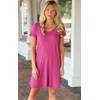 image:imageelescat Sundresses for Women 2026 Summer Casual Loose V Neck Short Sleeve Tshirt Dress with PocketsRose