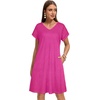 image:imageelescat Sundresses for Women 2026 Summer Casual Loose V Neck Short Sleeve Tshirt Dress with PocketsRose