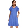 image:imageelescat Sundresses for Women 2026 Summer Casual Loose V Neck Short Sleeve Tshirt Dress with PocketsRoyal Blue