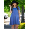 image:imageelescat Sundresses for Women 2026 Summer Casual Loose V Neck Short Sleeve Tshirt Dress with PocketsRoyal Blue