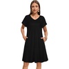 image:imageelescat Sundresses for Women 2026 Summer Casual Loose V Neck Short Sleeve Tshirt Dress with PocketsSolid Black