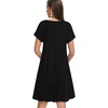image:imageelescat Sundresses for Women 2026 Summer Casual Loose V Neck Short Sleeve Tshirt Dress with PocketsSolid Black