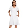 image:imageelescat Sundresses for Women 2026 Summer Casual Loose V Neck Short Sleeve Tshirt Dress with PocketsSolid White