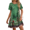 image:imageelescat Sundress for Women Casual Loose Summer Short Sleeve Pleated Front Crew Neck T Shirt Dress with Pockets 2026Green Flower