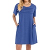 image:imageelescat Sundress for Women Casual Loose Summer Short Sleeve Pleated Front Crew Neck T Shirt Dress with Pockets 2026Royal Blue