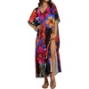 image:imageCHICGAL Kaftan Dresses for Women Oversized Long Batwing Sleeve Caftan V Neck Beach Cover Ups Summer Maxi Dress 2026Orange Red Flowers