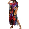 image:imageCHICGAL Kaftan Dresses for Women Oversized Long Batwing Sleeve Caftan V Neck Beach Cover Ups Summer Maxi Dress 2026Orange Red Flowers