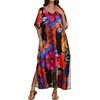 image:imageCHICGAL Kaftan Dresses for Women Oversized Long Batwing Sleeve Caftan V Neck Beach Cover Ups Summer Maxi Dress 2026Orange Red Flowers