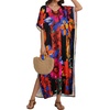image:imageCHICGAL Kaftan Dresses for Women Oversized Long Batwing Sleeve Caftan V Neck Beach Cover Ups Summer Maxi Dress 2026Orange Red Flowers