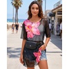 image:imageCHICGAL Swimsuit Coverup for Women Mesh Summer Beach Dresses Sheer Bathing Suit Cover Up Short Sleeve Beachwear 2026Pink Flower