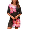image:imageCHICGAL Swimsuit Coverup for Women Mesh Summer Beach Dresses Sheer Bathing Suit Cover Up Short Sleeve Beachwear 2026Pink Flower