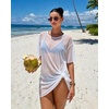 image:imageCHICGAL Swimsuit Coverup for Women Mesh Summer Beach Dresses Sheer Bathing Suit Cover Up Short Sleeve Beachwear 2026White