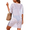image:imageCHICGAL Swimsuit Coverup for Women Mesh Summer Beach Dresses Sheer Bathing Suit Cover Up Short Sleeve Beachwear 2026White