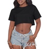 image:imageCrop Tops for Women Casual Short Sleeve T Shirts Summer Basic Top Crew Neck Oversized Cropped Tees 2026A Black