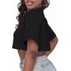 image:imageCrop Tops for Women Casual Short Sleeve T Shirts Summer Basic Top Crew Neck Oversized Cropped Tees 2026A Black