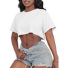 image:imageCrop Tops for Women Casual Short Sleeve T Shirts Summer Basic Top Crew Neck Oversized Cropped Tees 2026A White