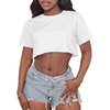 image:imageCrop Tops for Women Casual Short Sleeve T Shirts Summer Basic Top Crew Neck Oversized Cropped Tees 2026A White
