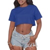 image:imageCrop Tops for Women Casual Short Sleeve T Shirts Summer Basic Top Crew Neck Oversized Cropped Tees 2026B Blue