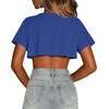 image:imageCrop Tops for Women Casual Short Sleeve T Shirts Summer Basic Top Crew Neck Oversized Cropped Tees 2026B Blue