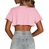 image:imageCrop Tops for Women Casual Short Sleeve T Shirts Summer Basic Top Crew Neck Oversized Cropped Tees 2026B Pink