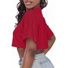 image:imageCrop Tops for Women Casual Short Sleeve T Shirts Summer Basic Top Crew Neck Oversized Cropped Tees 2026B Red