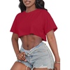 image:imageCrop Tops for Women Casual Short Sleeve T Shirts Summer Basic Top Crew Neck Oversized Cropped Tees 2026B Red