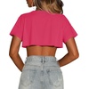 image:imageCrop Tops for Women Casual Short Sleeve T Shirts Summer Basic Top Crew Neck Oversized Cropped Tees 2026Carmine Red Flower
