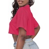 image:imageCrop Tops for Women Casual Short Sleeve T Shirts Summer Basic Top Crew Neck Oversized Cropped Tees 2026Carmine Red Flower