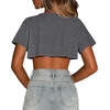 image:imageCrop Tops for Women Casual Short Sleeve T Shirts Summer Basic Top Crew Neck Oversized Cropped Tees 2026Dark Gray Butterfly