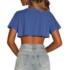 image:imageCrop Tops for Women Casual Short Sleeve T Shirts Summer Basic Top Crew Neck Oversized Cropped Tees 2026Deep Blue Pink Lotus