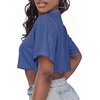 image:imageCrop Tops for Women Casual Short Sleeve T Shirts Summer Basic Top Crew Neck Oversized Cropped Tees 2026Deep Blue Pink Lotus