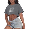 image:imageCrop Tops for Women Casual Short Sleeve T Shirts Summer Basic Top Crew Neck Oversized Cropped Tees 2026Gray Dandelion