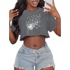 image:imageCrop Tops for Women Casual Short Sleeve T Shirts Summer Basic Top Crew Neck Oversized Cropped Tees 2026Gray Dandelion