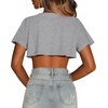 image:imageCrop Tops for Women Casual Short Sleeve T Shirts Summer Basic Top Crew Neck Oversized Cropped Tees 2026Gray Flower