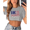 image:imageCrop Tops for Women Casual Short Sleeve T Shirts Summer Basic Top Crew Neck Oversized Cropped Tees 2026Gray Usa