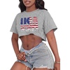 image:imageCrop Tops for Women Casual Short Sleeve T Shirts Summer Basic Top Crew Neck Oversized Cropped Tees 2026Gray Usa