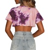 image:imageCrop Tops for Women Casual Short Sleeve T Shirts Summer Basic Top Crew Neck Oversized Cropped Tees 2026Pink Purple Tie Dye