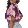 image:imageCrop Tops for Women Casual Short Sleeve T Shirts Summer Basic Top Crew Neck Oversized Cropped Tees 2026Pink Purple Tie Dye