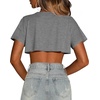 image:imageCrop Tops for Women Casual Short Sleeve T Shirts Summer Basic Top Crew Neck Oversized Cropped Tees 2026Solid Grey