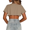 image:imageCrop Tops for Women Casual Short Sleeve T Shirts Summer Basic Top Crew Neck Oversized Cropped Tees 2026Solid Khaki
