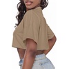 image:imageCrop Tops for Women Casual Short Sleeve T Shirts Summer Basic Top Crew Neck Oversized Cropped Tees 2026Solid Khaki