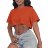 image:imageCrop Tops for Women Casual Short Sleeve T Shirts Summer Basic Top Crew Neck Oversized Cropped Tees 2026Solid Orange