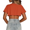 image:imageCrop Tops for Women Casual Short Sleeve T Shirts Summer Basic Top Crew Neck Oversized Cropped Tees 2026Solid Orange