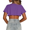 image:imageCrop Tops for Women Casual Short Sleeve T Shirts Summer Basic Top Crew Neck Oversized Cropped Tees 2026Solid Purple