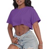 image:imageCrop Tops for Women Casual Short Sleeve T Shirts Summer Basic Top Crew Neck Oversized Cropped Tees 2026Solid Purple