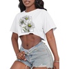 image:imageCrop Tops for Women Casual Short Sleeve T Shirts Summer Basic Top Crew Neck Oversized Cropped Tees 2026White Daisy